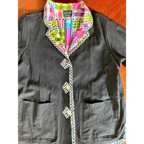 Vintage Y2K Koos of Course Jacket Womens 1X Black Multi Patchwork Reversible Fun - Picture 3 of 5